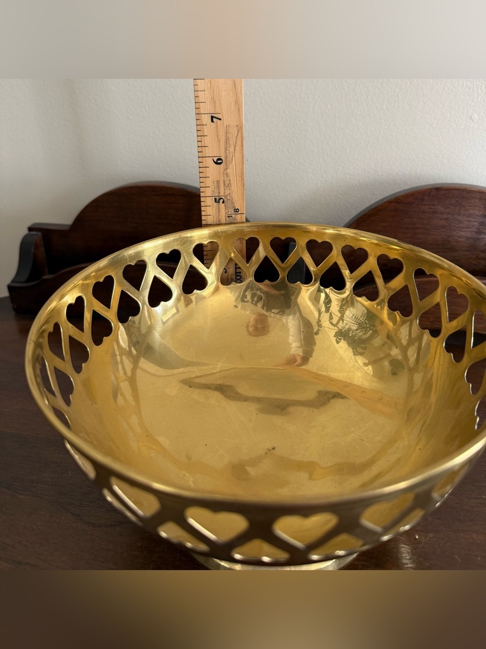 Vintage Hampton Brass Pedestal Heart Rim Bowl Made In India - Picture 6 of 7